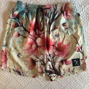 Cherry Blossom Baseball Diamond Lux Satin Shorts -